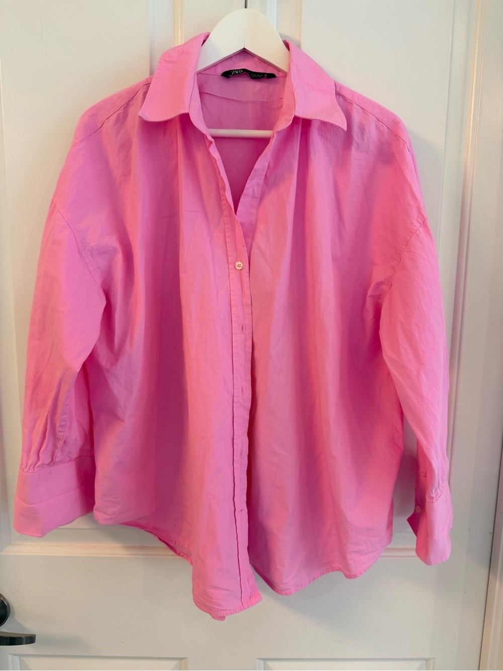 Zara Pink Women's Button-Down Collared Shirt